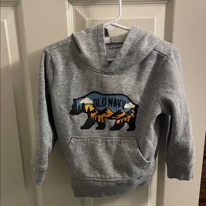 Old Navy Kids Gray Hoodie with Bear Graphic
